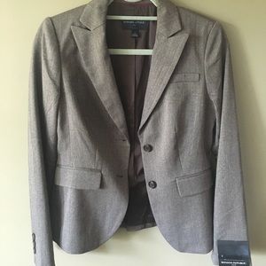 Banana Republic chocolate herringbone blazer NWT
